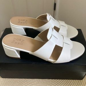 Naturalizer Joey Slide dress sandals white leather block heel size 6.5 NEW W/